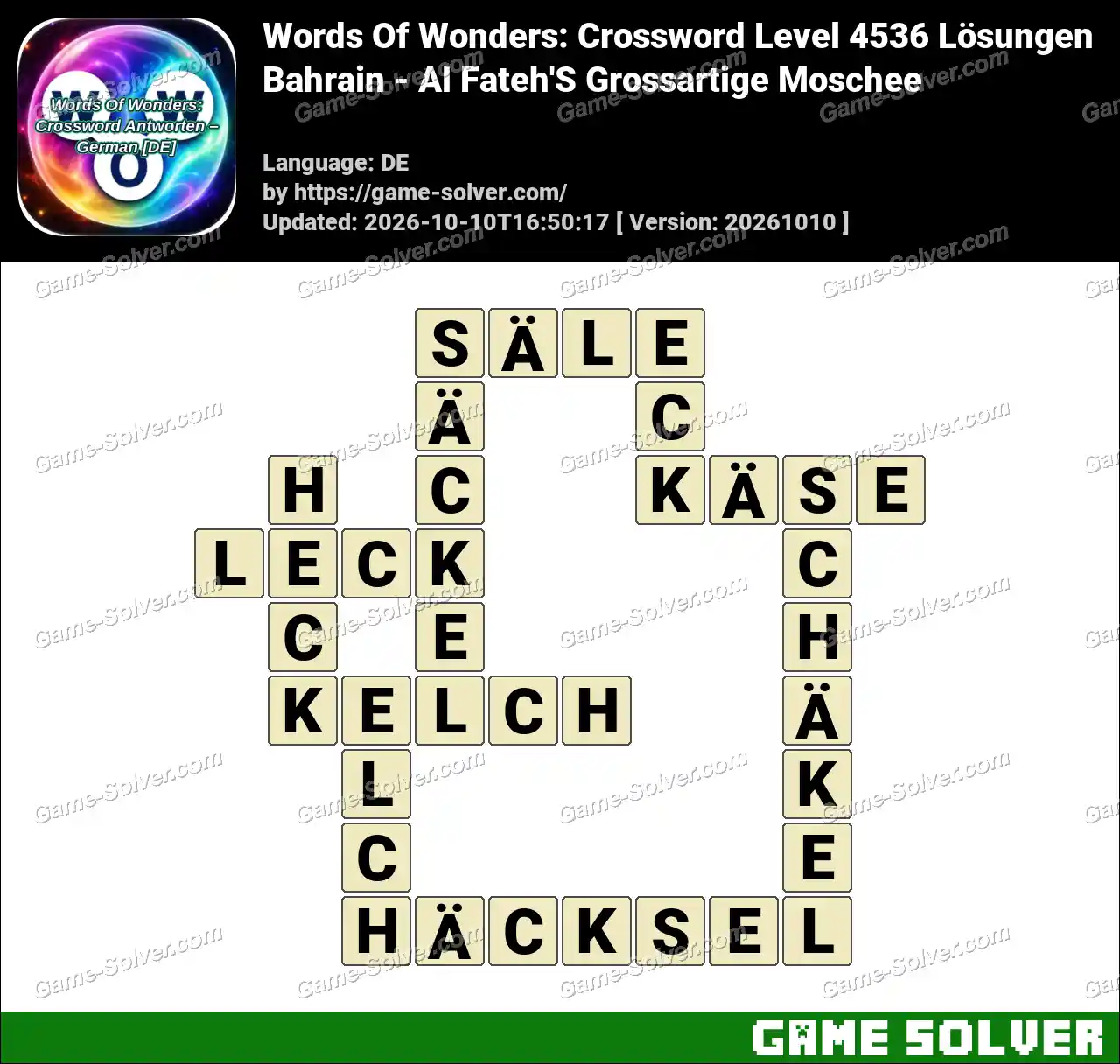Words Of Wonders: Crossword Level 4536 Lösungen – Bahrain – Al Fateh’S Grossartige Moschee